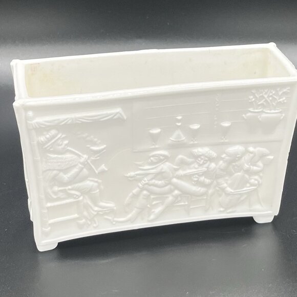 Antique Sowerby 1232 Old King Cole Victorian Pressed Milk Glass Fiddlers Vase - Picture 3 of 16